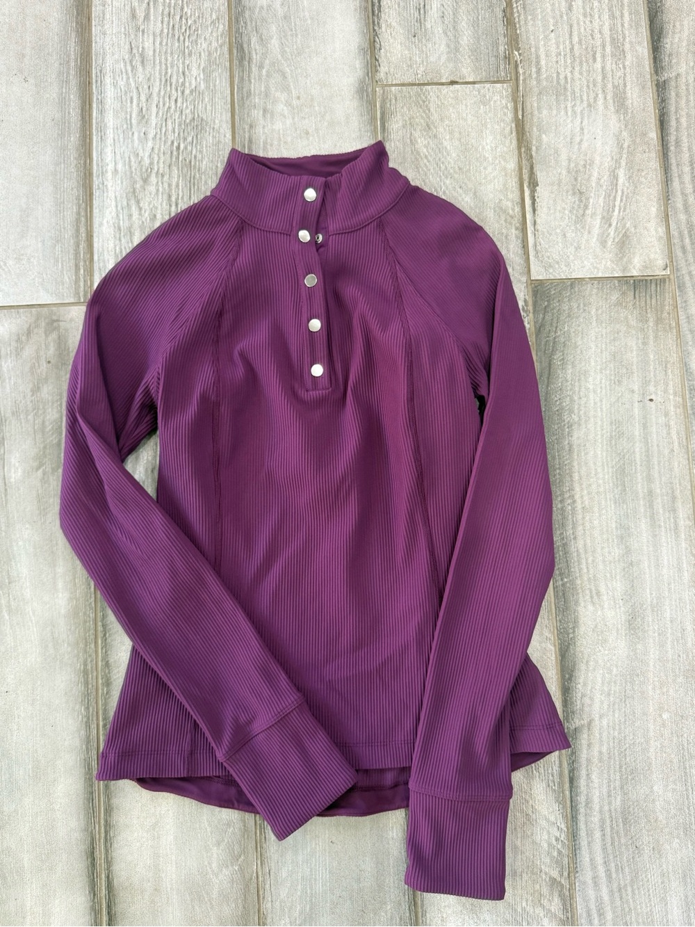 Athleta Women's Plum Mock Neck Button-Front Ribbed Top